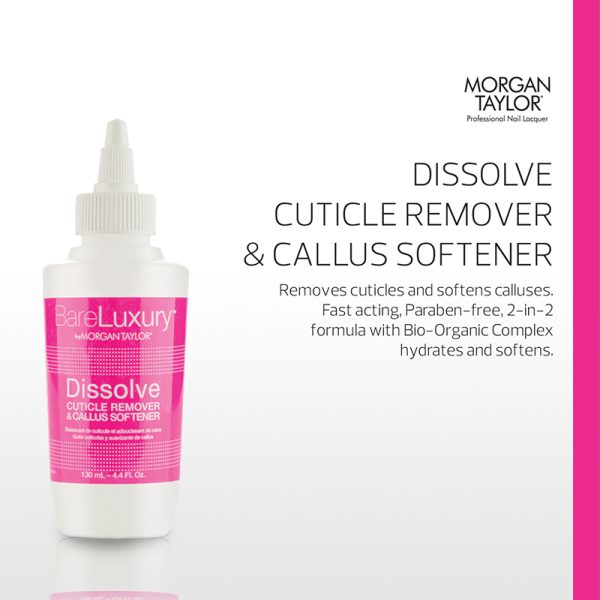 Morgan Taylor Bareluxury™ Dissolve Cuticle Remover & Callus Softener – Kutikulas mīsktīnātājs un tulznu/ādas sabiezējumu noņēmējs.