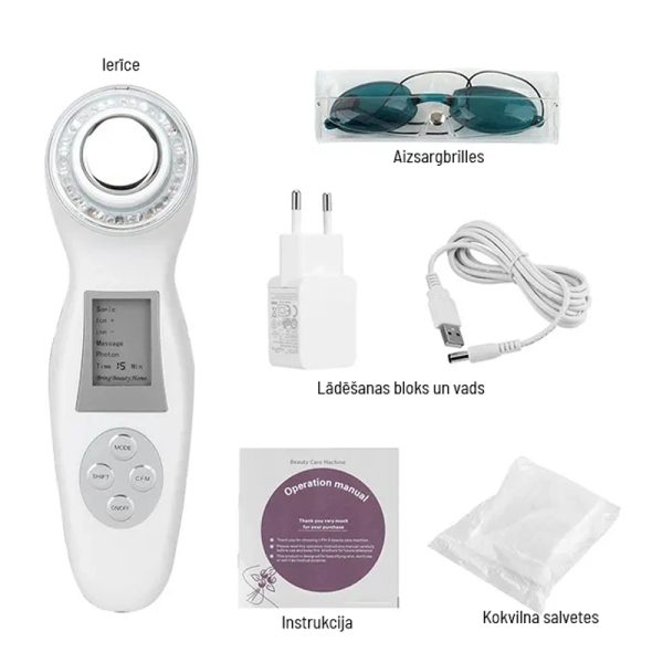 Ultrasonic Device – Ultraskaņas, gaismas terapijas, sejas masāžas portatīvā ierīce